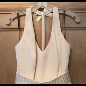 David’s Bridal Ivory Halter V-neck with sash